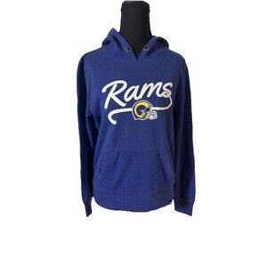 47 Brand LA Rams Hoodie Men's sz M Blue Yellow Helmet Logo Los Angeles Football